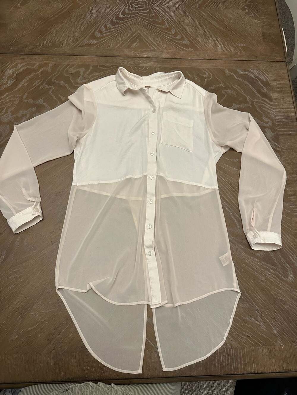 Free People The Best of Both Worlds Semi-Sheer Button-Down Shirt small